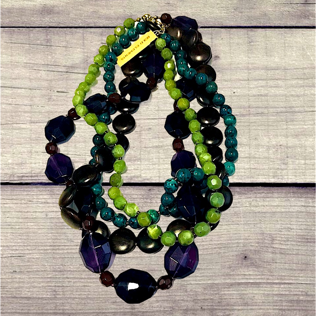 Vintage Layered Statement Acrylic Bead Necklace